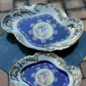 Thun 1794 M.Z Czeck cobalt blue 2 serving plates